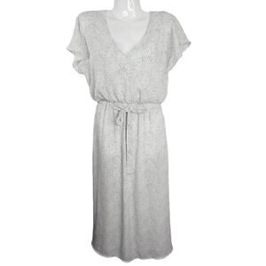 SIENNA SKY Dress Midi High‎ Low Wrap V neck Dress White & Black Dotted Size XS
